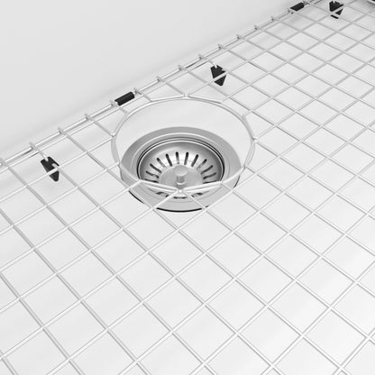 32-1/2" Undermount Large Single Bowl Quartz Composite Kitchen Sink Kit In White