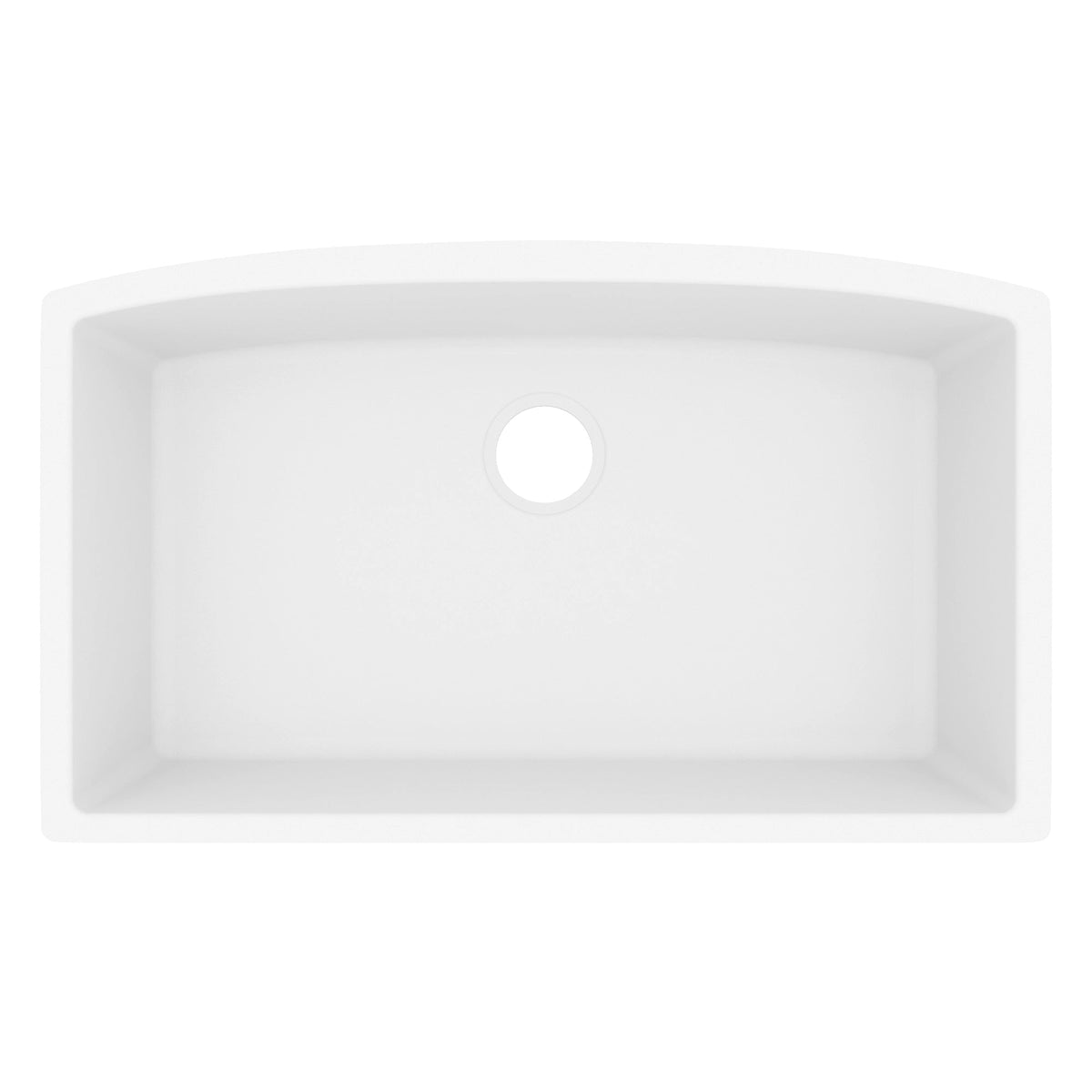 32-1/2" Undermount Large Single Bowl Quartz Composite Kitchen Sink In White