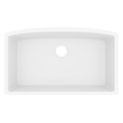 32-1/2" Undermount Large Single Bowl Quartz Composite Kitchen Sink In White