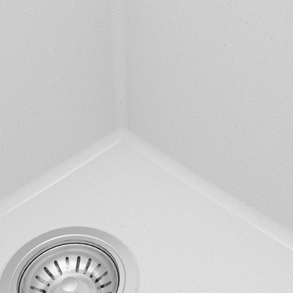 32-3/8" Undermount Double Equal Bowl Quartz Composite Kitchen Sink Kit In White