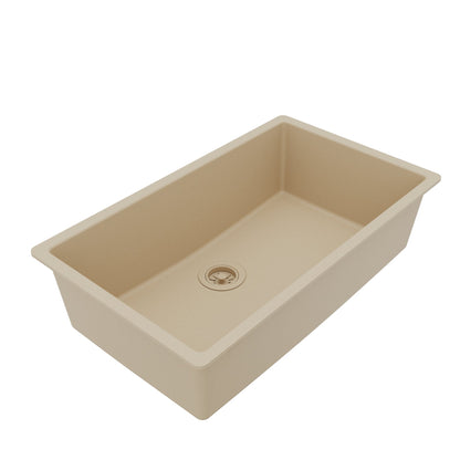 32-3/8" Undermount Large Single Bowl Quartz Composite Kitchen Sink In Bisque