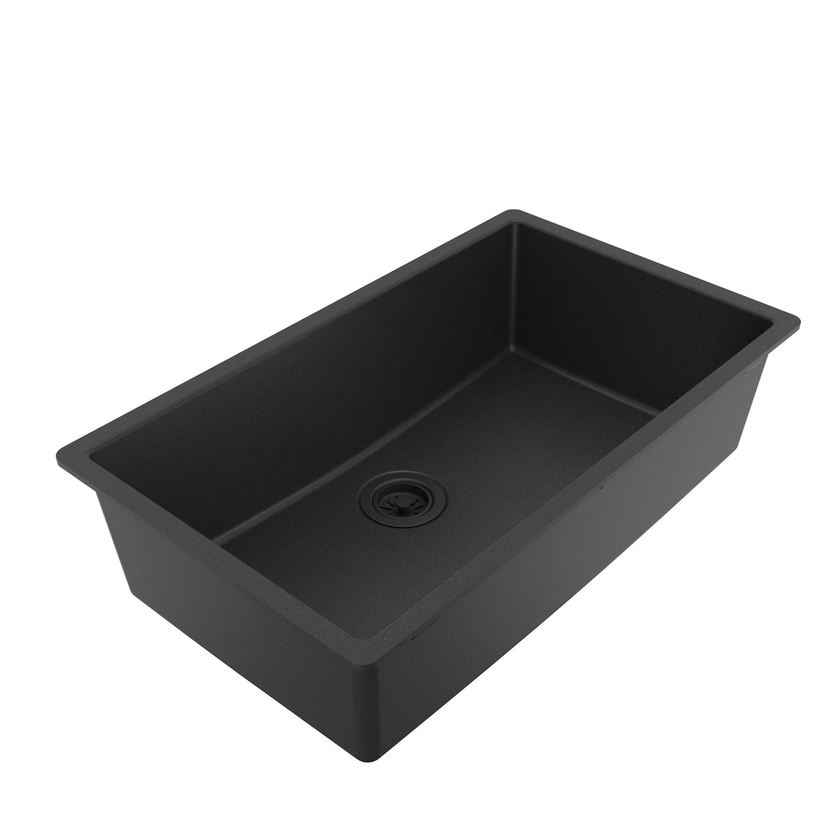 32-3/8" Undermount Large Single Bowl Quartz Composite Kitchen Sink In Black