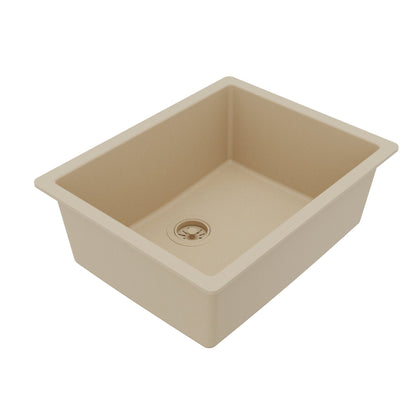 24-3/8" Undermount Single Bowl Quartz Composite Kitchen Sink In Bisque