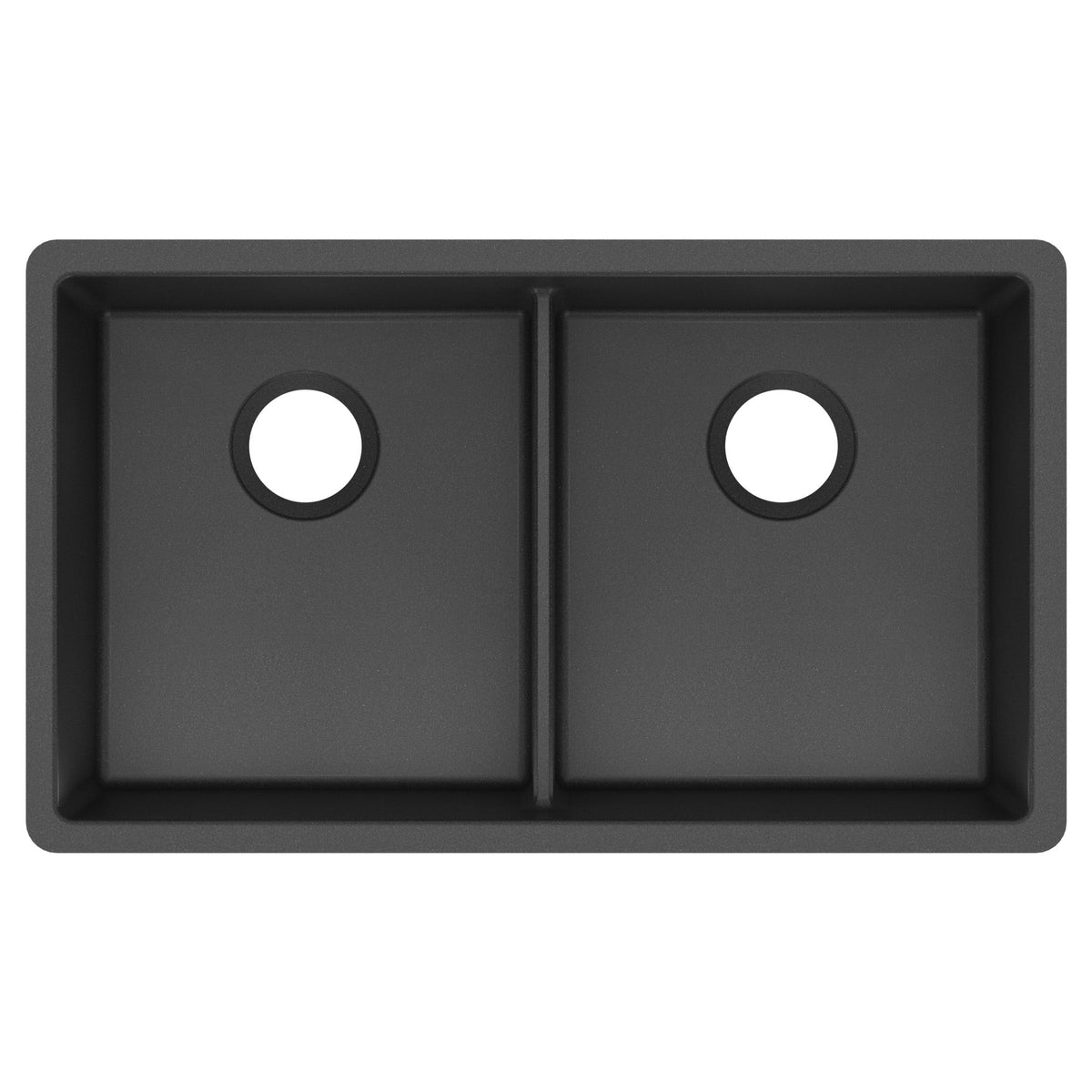 32-3/8" Undermount Double Equal Bowl Granite Kitchen Sink In Black