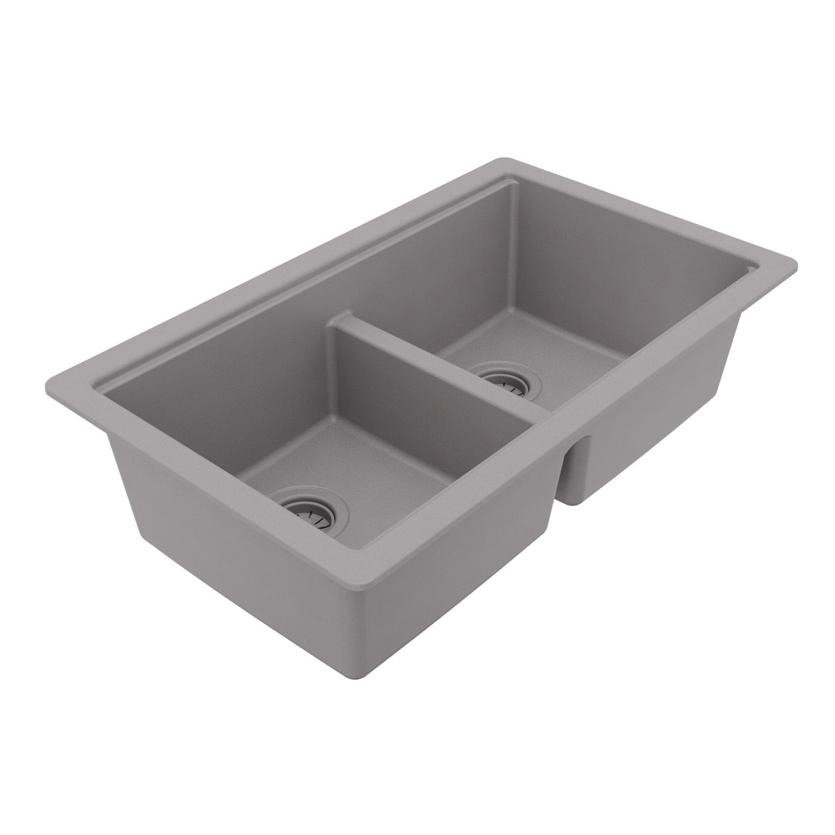 32" Undermount Double Bowl Quartz Kitchen Sink Kit In Grey