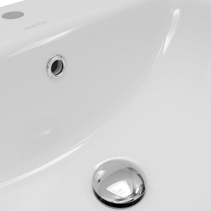 Valera 21" Rectangular Top Mount Vitreous China Bathroom Sink In White