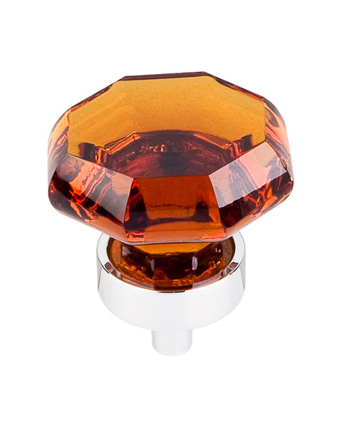 Wine Octagon Crystal Knob - Polished Chrome