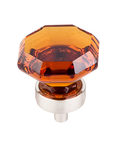 Wine Octagon Crystal Knob - Brushed Satin Nickel