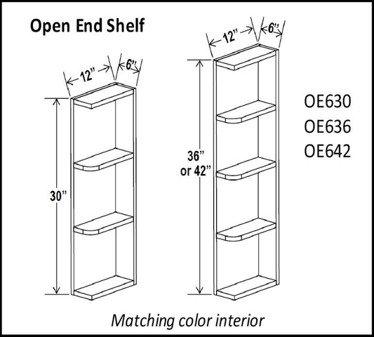 Open End Shelve Cabinets - Shaker White