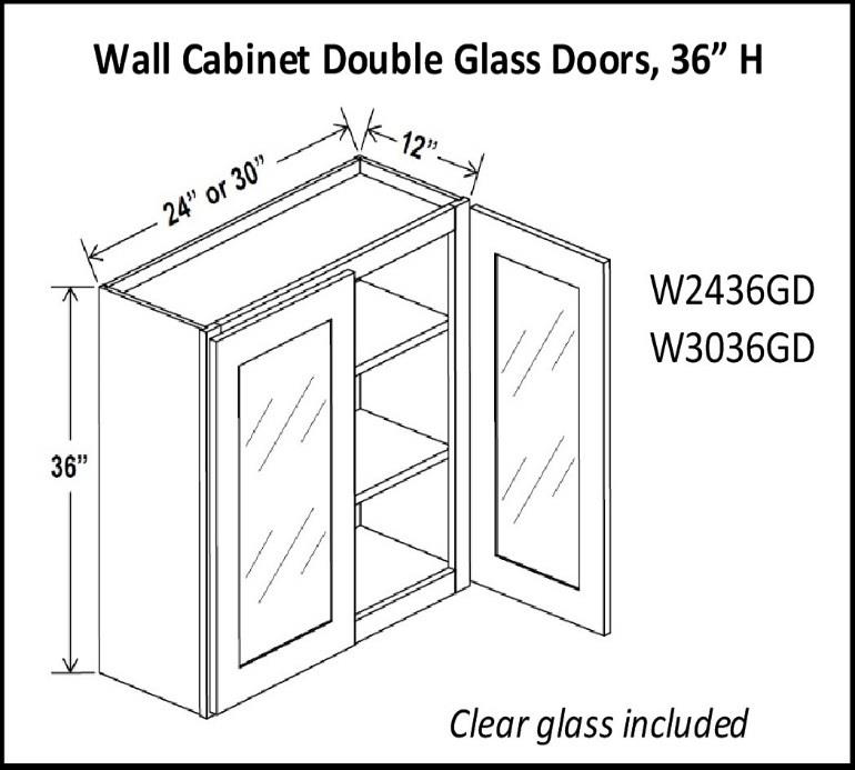 36" High Double Glass Door Cabinets - Charleston White