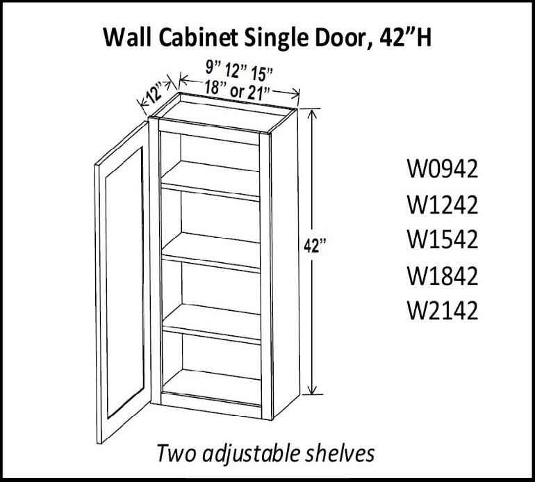 42" High Single Door Wall Cabinets - Charleston White