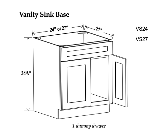 Vanity Sink Base Cabinets-Double Door Single Drawer Front - Charleston White