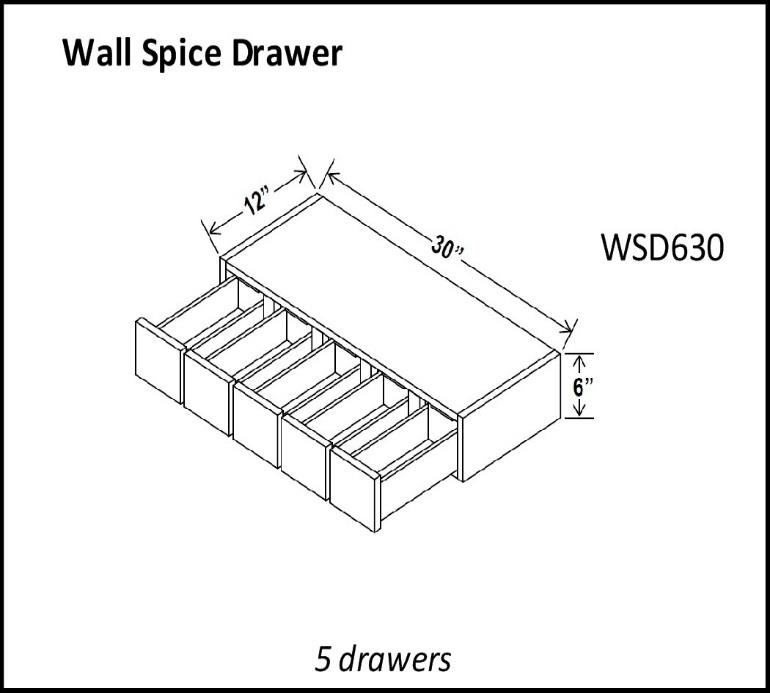 Wall Spice Drawer Cabinets - Shaker White