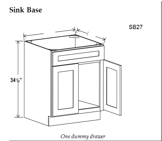 Sink Base Cabinets-One Dummy Drawer - Charleston White