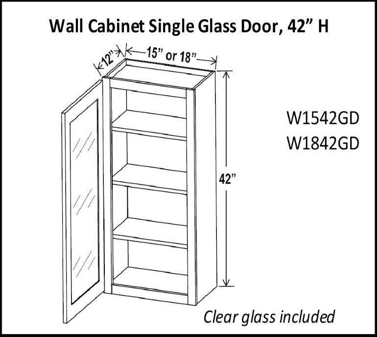 42" High Single Glass Door Cabinets - Charleston White