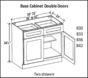 Double Door Double Drawer Base Cabinets - Charleston White