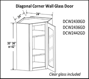 24" Width Wall Diagonal Cabinets - Charleston White