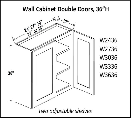 36" High Double Door Wall Cabinets - Charleston White