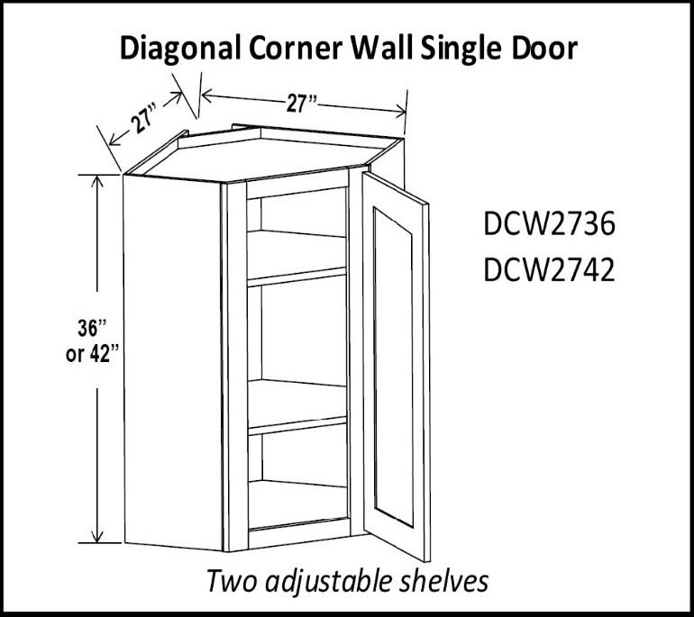 27" Width Wall Diagonal Cabinets - Charleston White