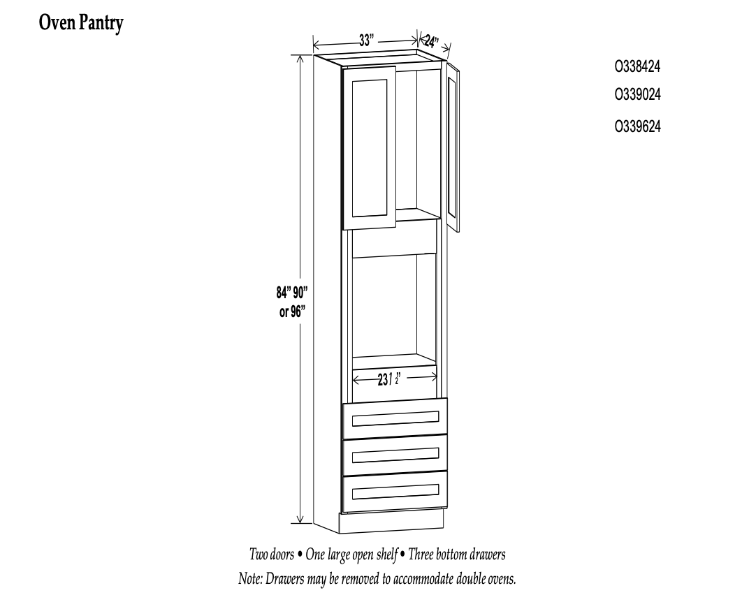 33" Wide Oven Cabinets - Shaker Espresso
