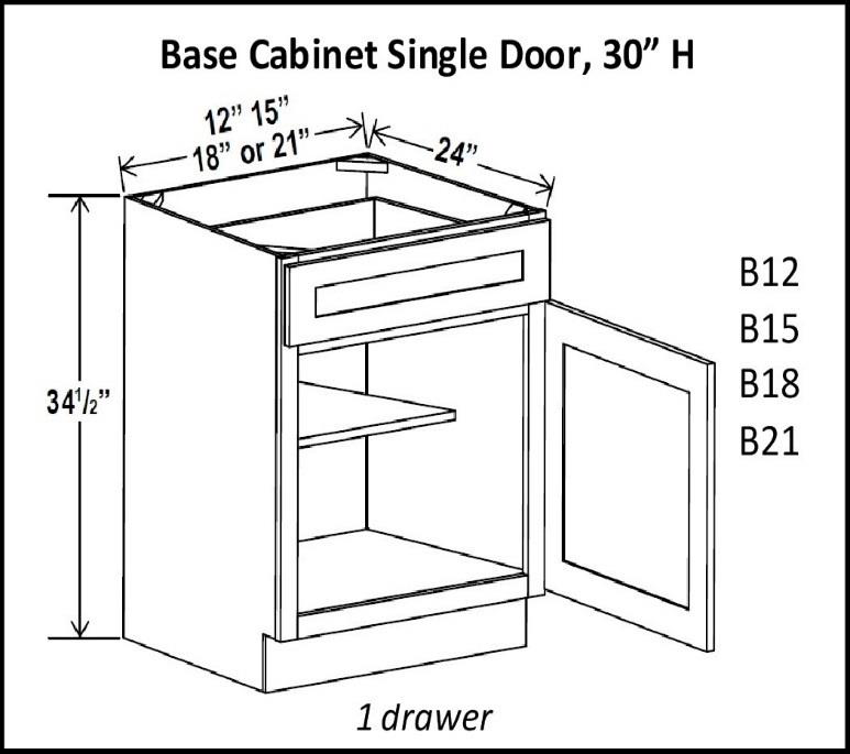 Double Door Single Drawer Base Cabinets - Shaker Espresso