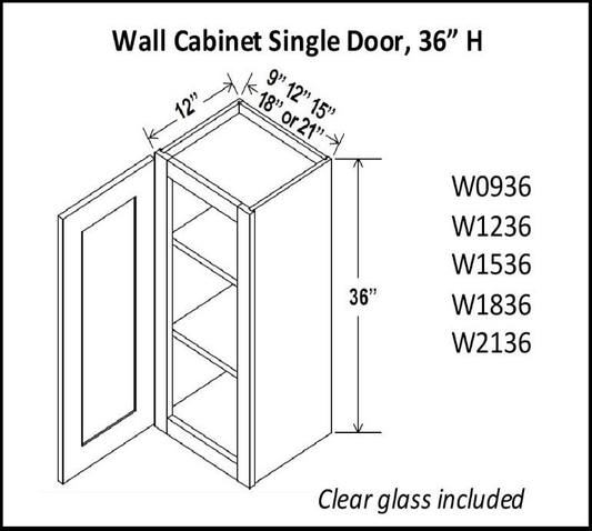 36" High Single Door Wall Cabinets - Charleston White