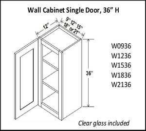 36" High Single Door Wall Cabinets - Charleston White