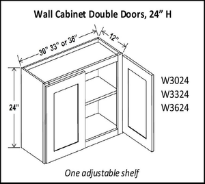 24" High Double Door Wall Cabinets - Shaker Espresso