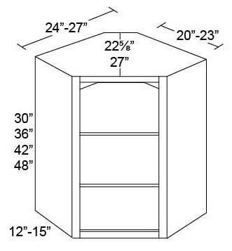 NODOOR WALL DIAGONAL CORNER CABINET - FOR GLASS DOORS - Fabuwood Wellington Ivory