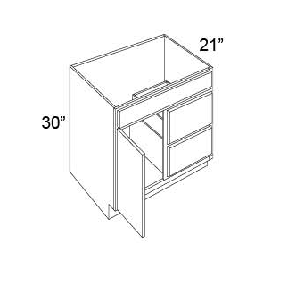30" HIGH VANITY SINK&DRAWER COMBO BASES - Fabuwood Hallmark Brandy
