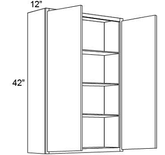 42" HIGH WALL CABINETS- DOUBLE DOOR - Prima White