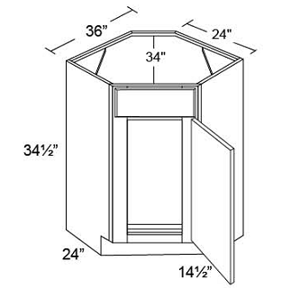 BASE - DIAGONAL SINK CABINET- Fabuwood Classic Shaker Brandy