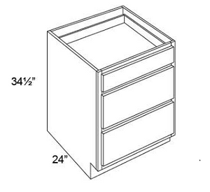 DRAWER BASES- 3 DRAWERS Shaker Espresso