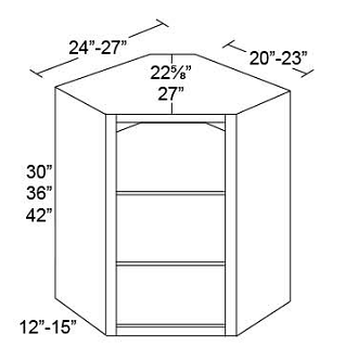 NO DOOR WALL DIAGONAL CORNER CABINET - FOR GLASS DOORS - Fabuwood Galaxy Linen