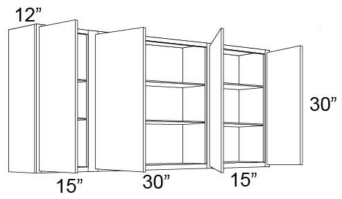 30" HIGH WALL CABINETS- COMBINATION 15"-30"-15" - Fabuwood Landmark Brandy