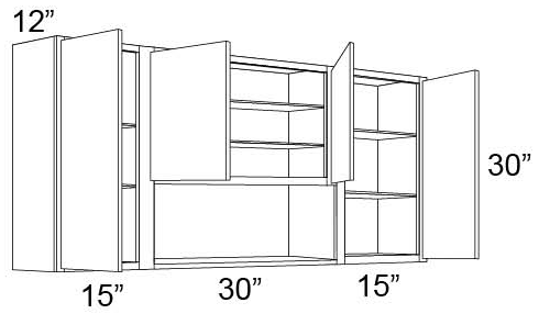 30" HIGH WALL CABINETS- COMBINATION 15"-30" BRIDGE -15" - Discovery Frost